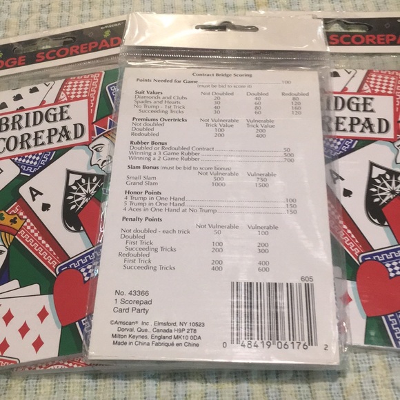 Bridge Score pad 5-books NEW contact Bridge scoring pads bridge playing Party - Picture 4 of 5